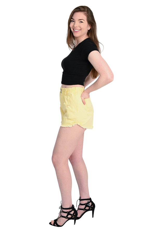 Yellow Denim Shorts