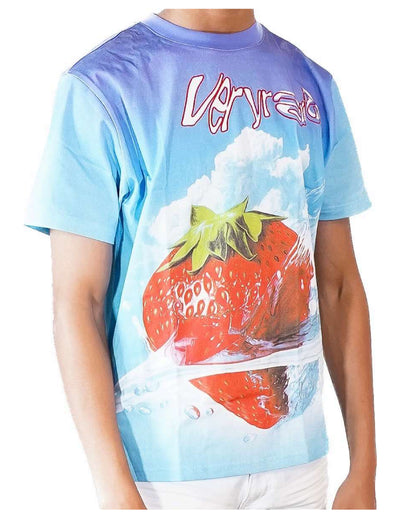 Men's strawberry Blue short-sleeve Graphic T-Shirt